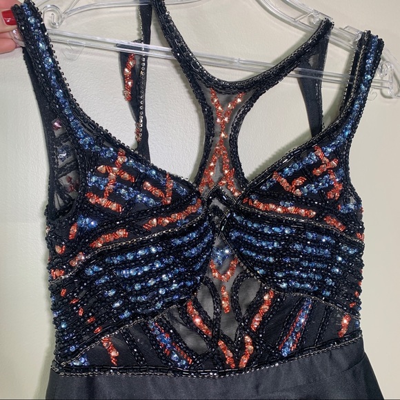 *NEW WITH TAGS* Beaded bodice flare skirt dress, Clarisse brand size 0 - Picture 8 of 15